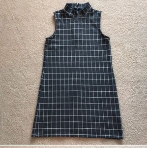 Mock turtleneck windowpane dress